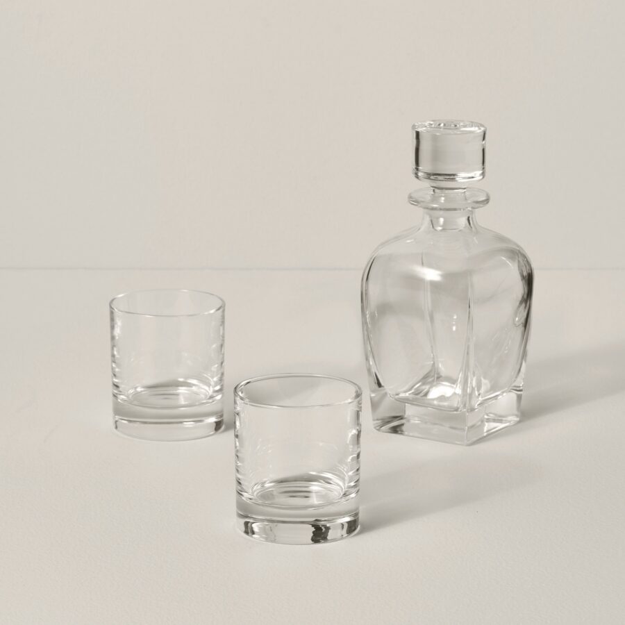 European Glass Whiskey Decanter Set, 3-Piece