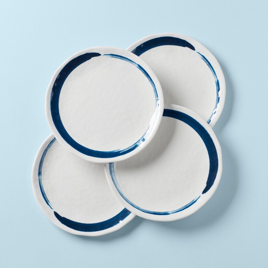 Blue Boho Melamine Dinner Plates, Set of 4
