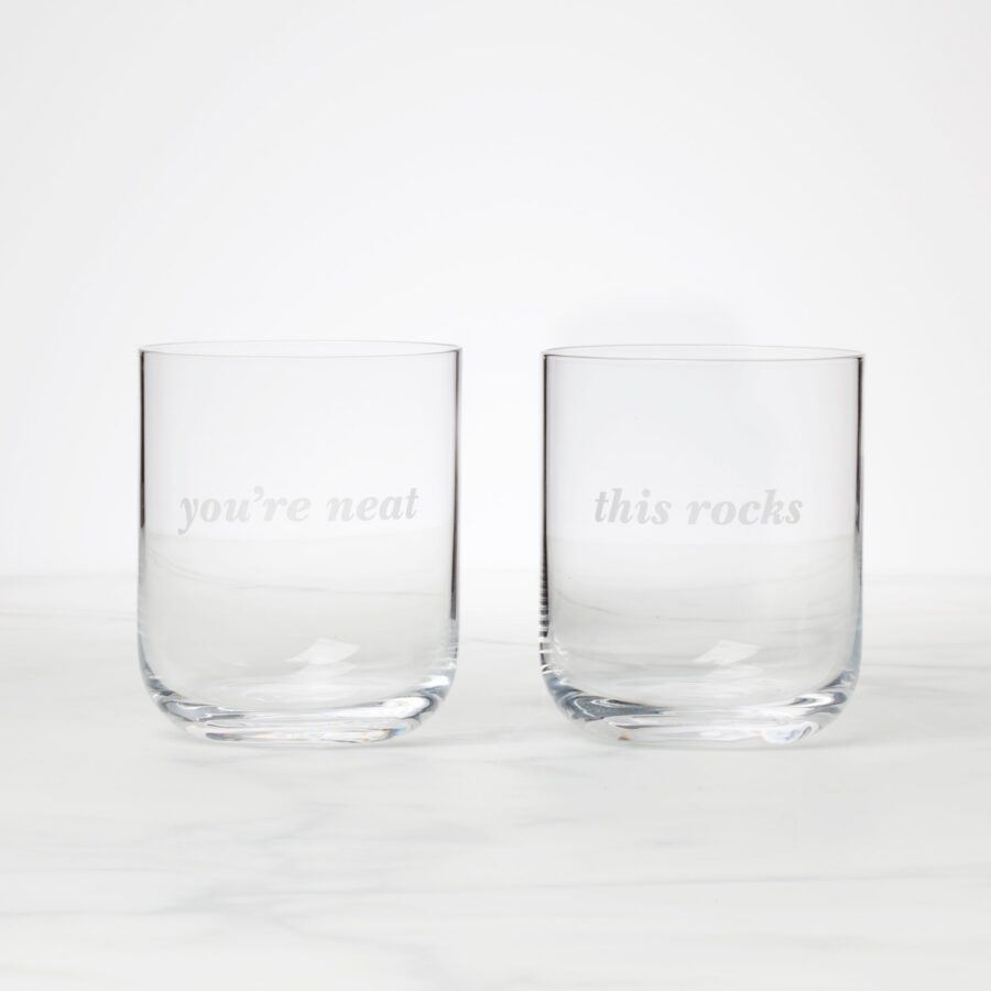 Novelty Quote Double Old Fashioned Glasses, Set of 2