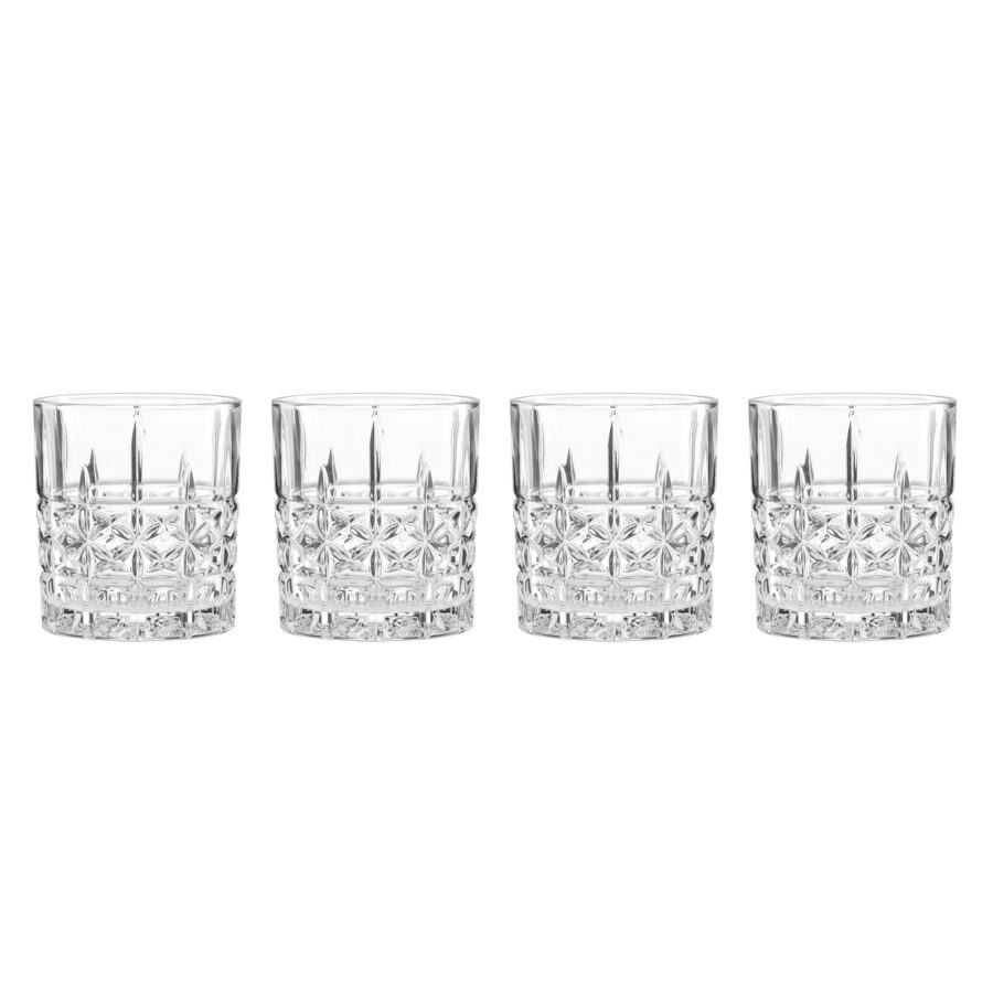Starburst Cut Double Old Fashioned Glasses, Set of 4